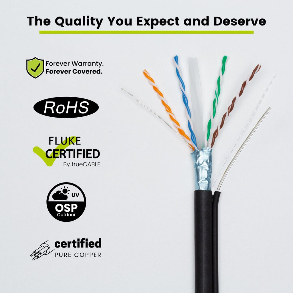 Cat6 Outdoor Ethernet Cable W/Messenger｜Shielded