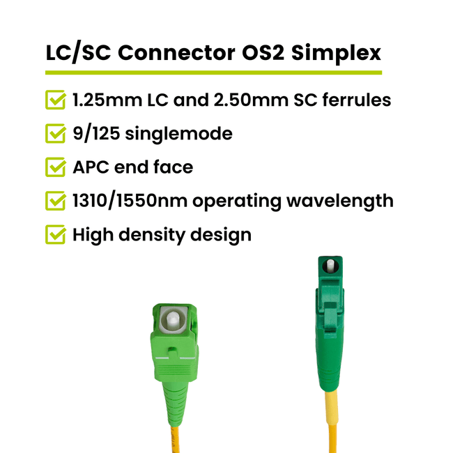 LC to SC APC Simplex OS2 | SM OFNR