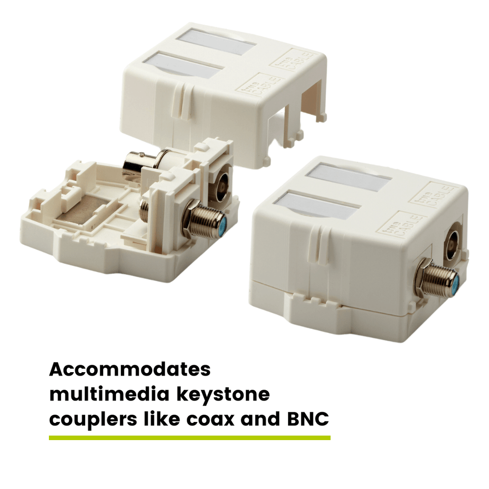 2 Port Universal Keystone Jack Surface Mount Box | trueCABLE