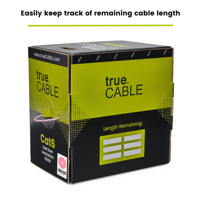 trueCABLE Cat6 Unshielded Ethernet Cable 1000ft Pink