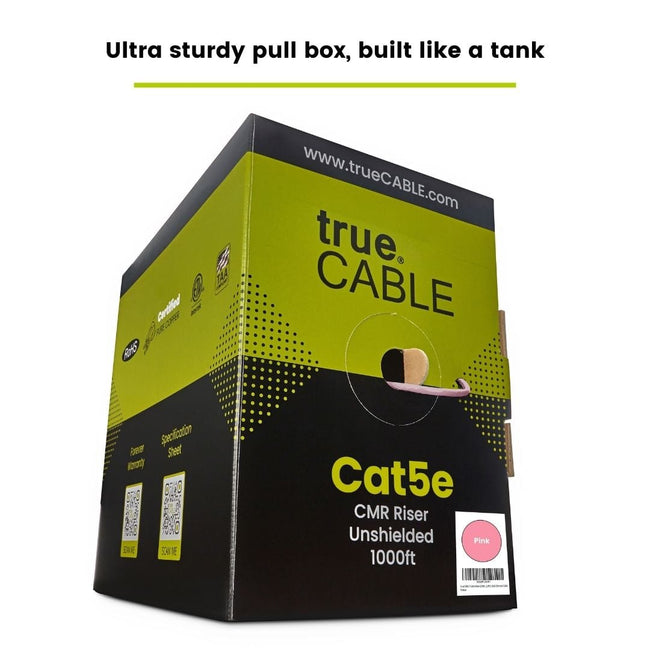 trueCABLE Cat5e Riser Pink Ethernet Cable 1000ft Box