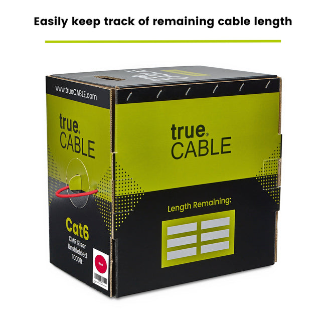 trueCABLE Cat6 Unshielded Ethernet Cable 1000ft Red