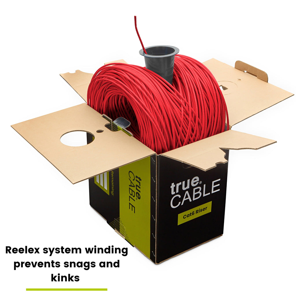 True CABLE Cat6 CMR Riser Unshielded 1000ft Red Ethernet Cable