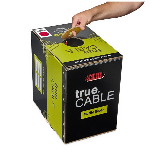 trueCABLE Cat5e Riser Red Ethernet Cable 1000ft Cable through Box