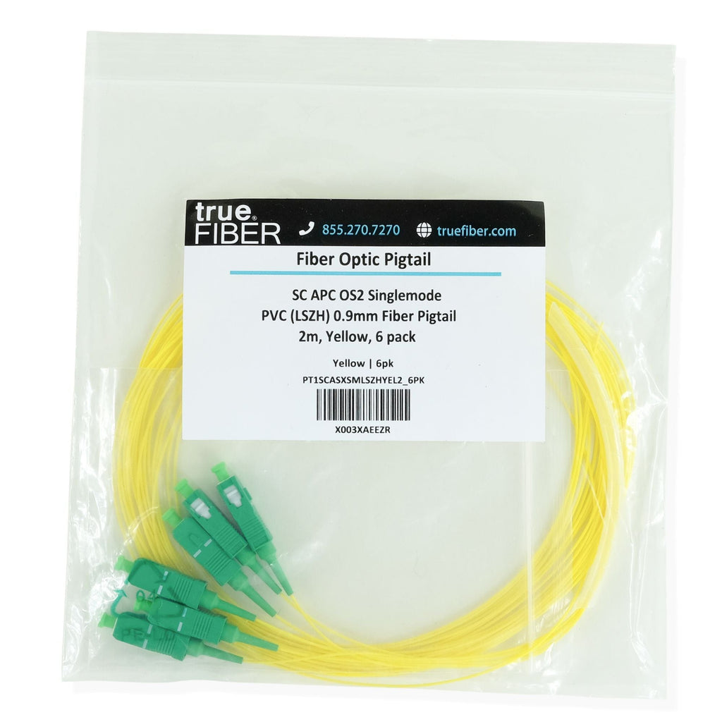 SC APC Simplex Fiber Pigtail OS2 | SM LSZH - 6 PACK