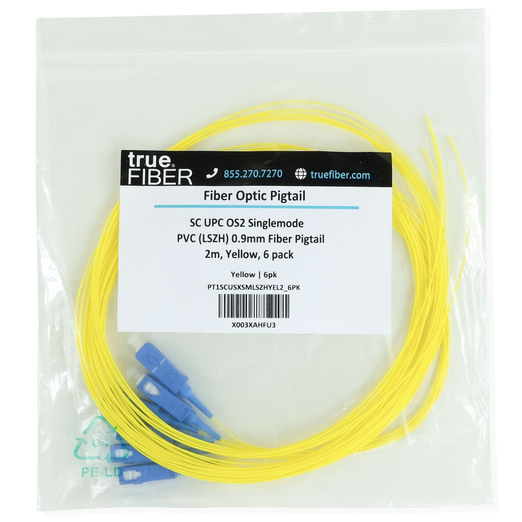 SC UPC Simplex Fiber Pigtail OS2 | SM LSZH - 6 PACK