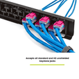 Unshielded 12 Port Wall Mount Patch Panel Accepts Standard and HD Unshielded Keystone Jacks