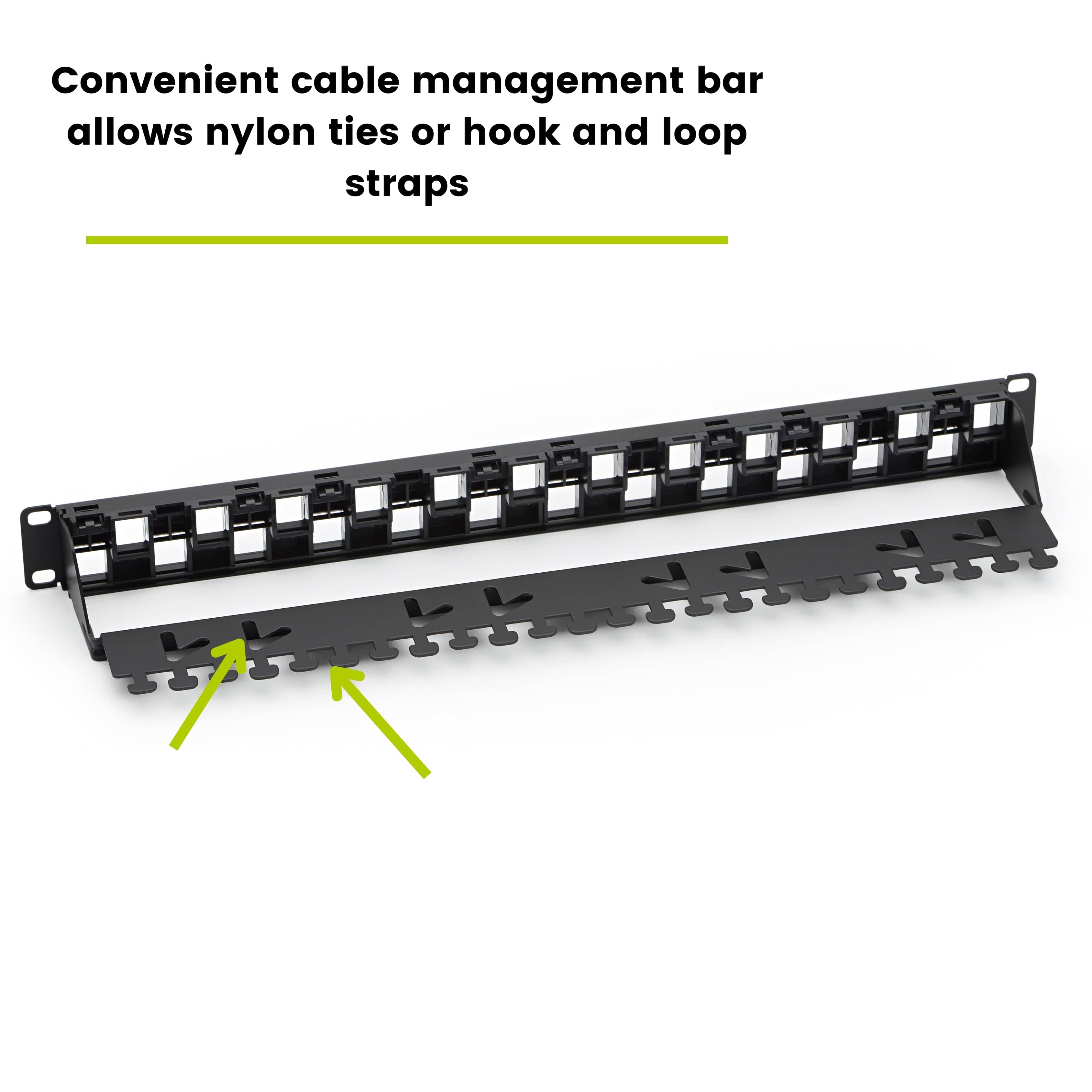 Unshielded Patch Panel, 24 Port, 1U, Staggered Blank Modular