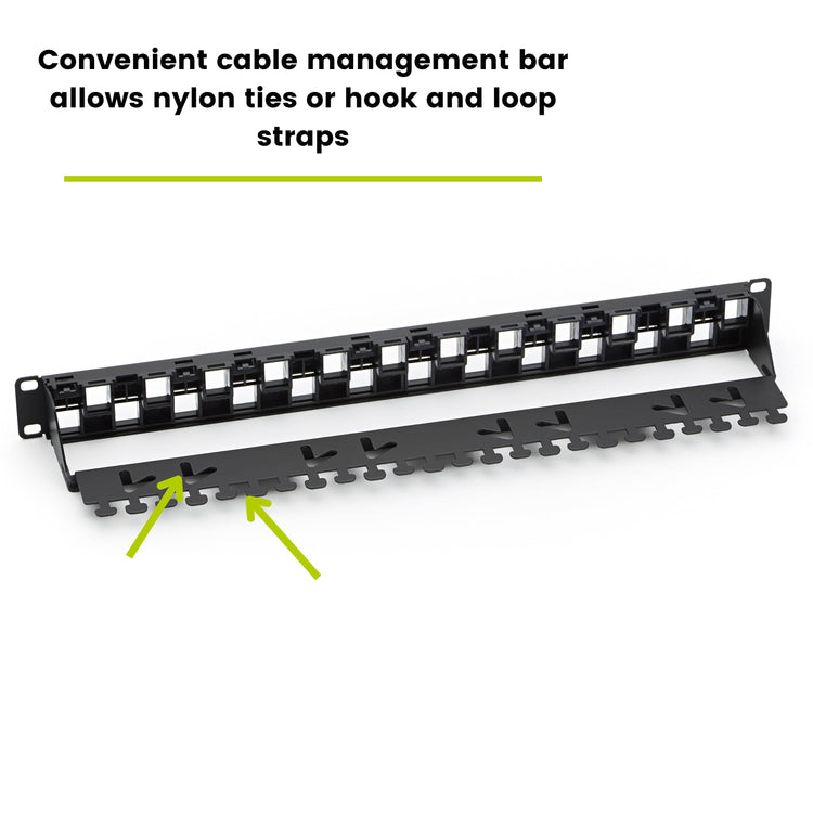 Unshielded Patch Panel, 24 Port, 1U, Staggered Blank Modular – trueCABLE