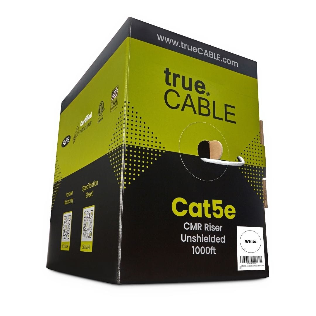 trueCABLE Cat5e Riser Ethernet Cable 1000ft Reel Label White