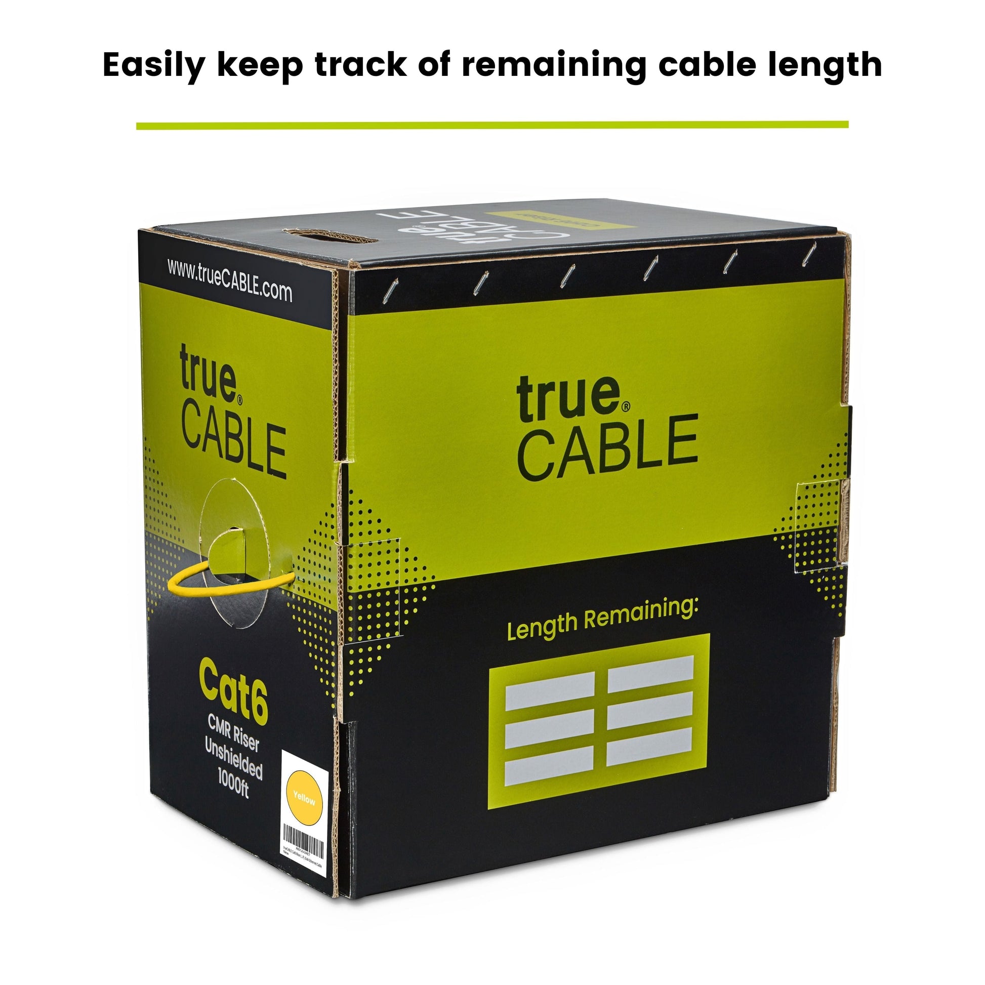 trueCABLE Cat6 Unshielded Ethernet Cable 1000ft yellow
