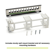 trueCABLE wall mount patch panel kit, including a sturdy mounting bracket and necessary hardware for seamless installation.