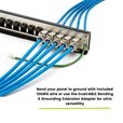 Back view of the trueCABLE patch panel with grounding connections and 12AWG wire for secure and versatile installations.
