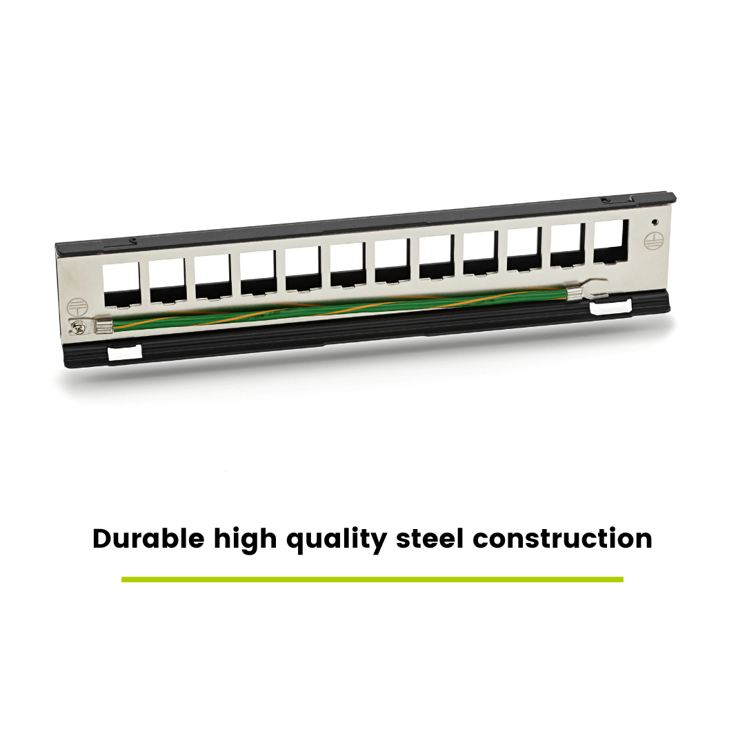 trueCABLE patch panel with durable high-quality steel construction, offering long-lasting performance for structured cabling.
