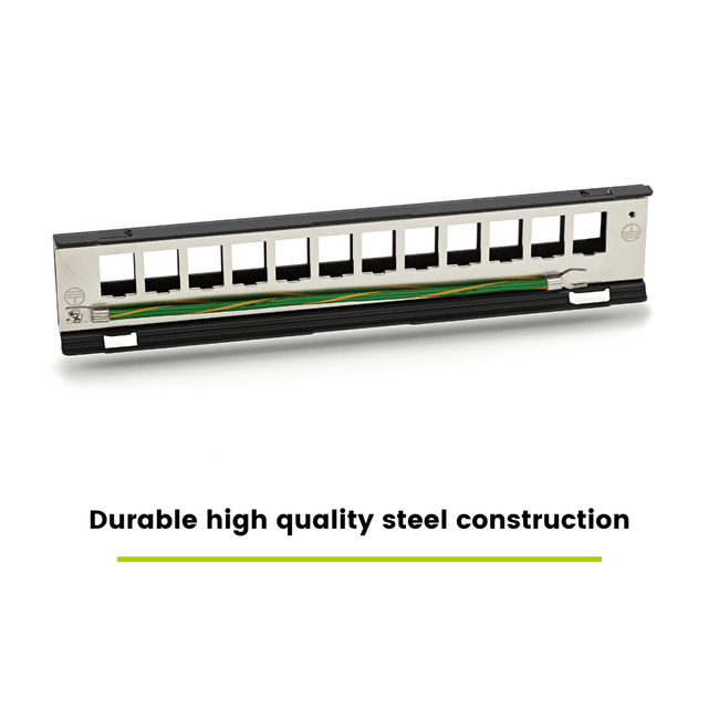 trueCABLE patch panel with durable high-quality steel construction, offering long-lasting performance for structured cabling.