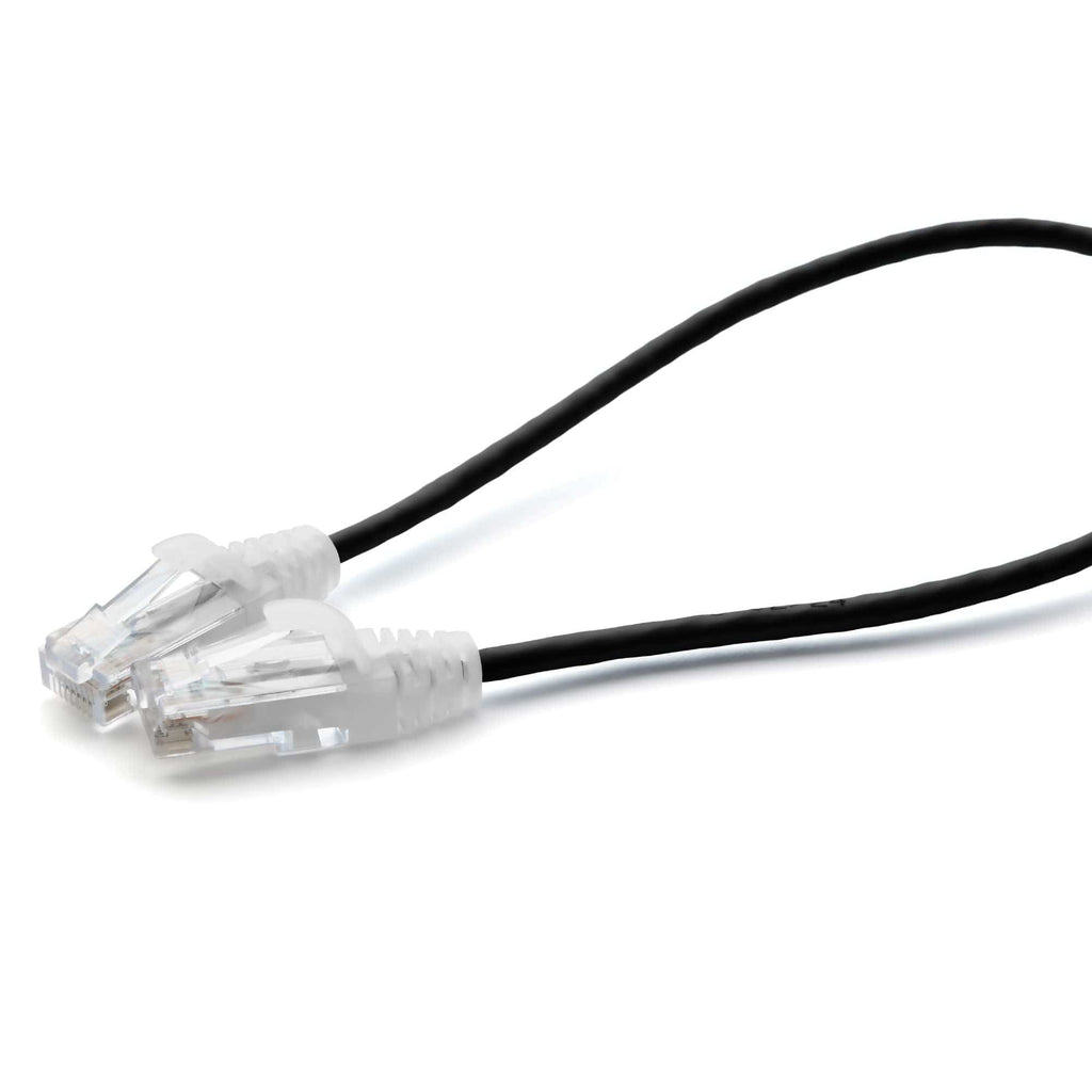 Cat6 28AWG Ethernet Patch Cable - Unshielded - Black - 1ft - up close main image
