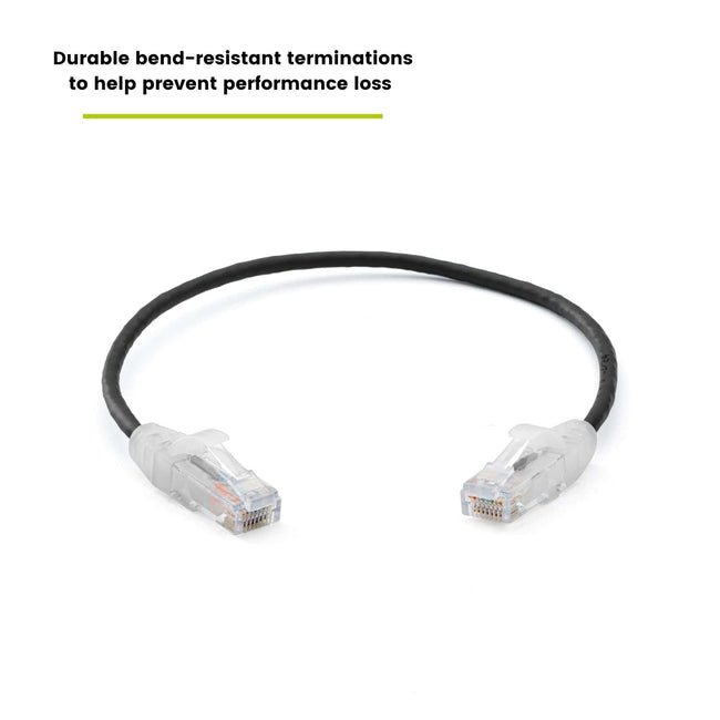 Cat6 28AWG Ethernet Patch Cable - Unshielded - Black - 1ft - bend resistant