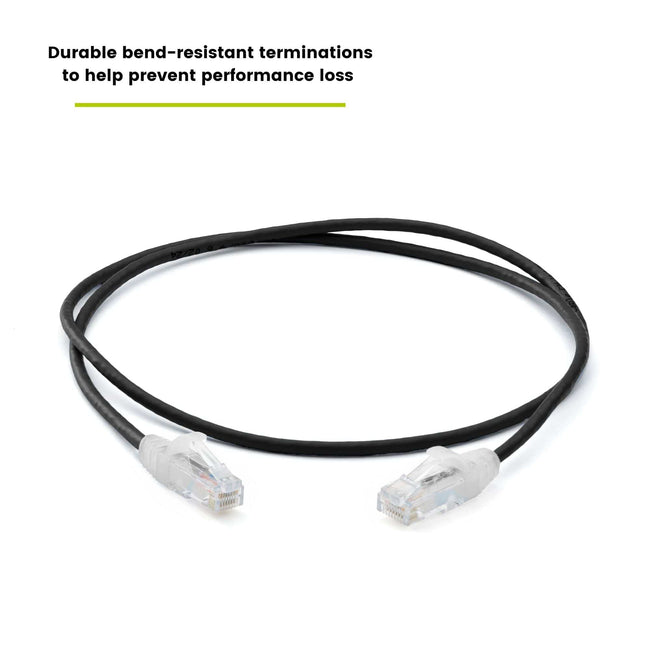 Cat6 28AWG Ethernet Patch Cable - Unshielded - Black - 3ft - bend resistant