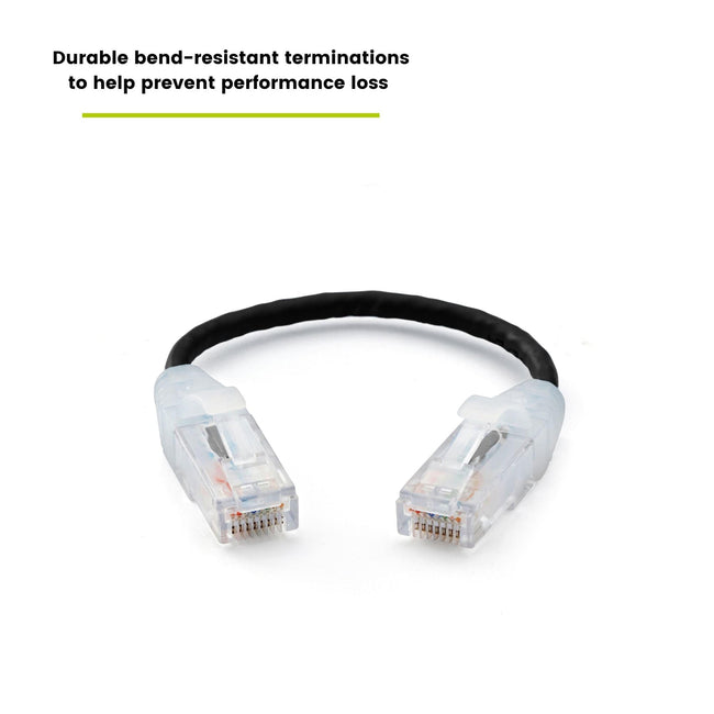 Cat6 28AWG Ethernet Patch Cable - Unshielded - Black - 6in - bend-resistant
