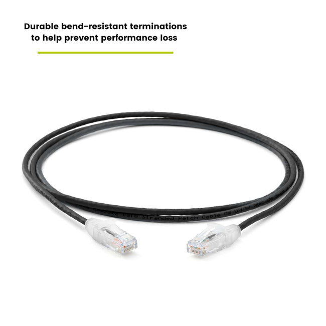Cat6 28AWG Ethernet Patch Cable - Unshielded - Black - 7ft - bend resistant