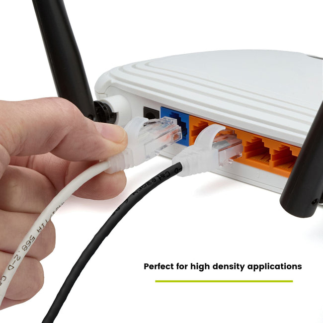 trueCABLE Cat6 Patch Cable Unshielded 28AWG Black Router In Use