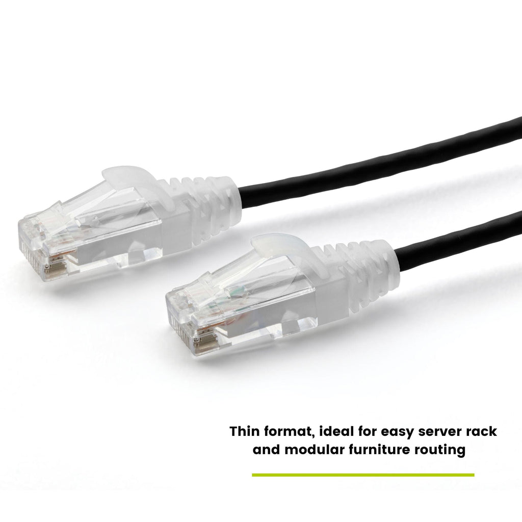 Cat6 28AWG Ethernet Patch Cable - Unshielded - Black - ideal for easy server rack and modular furniture routing