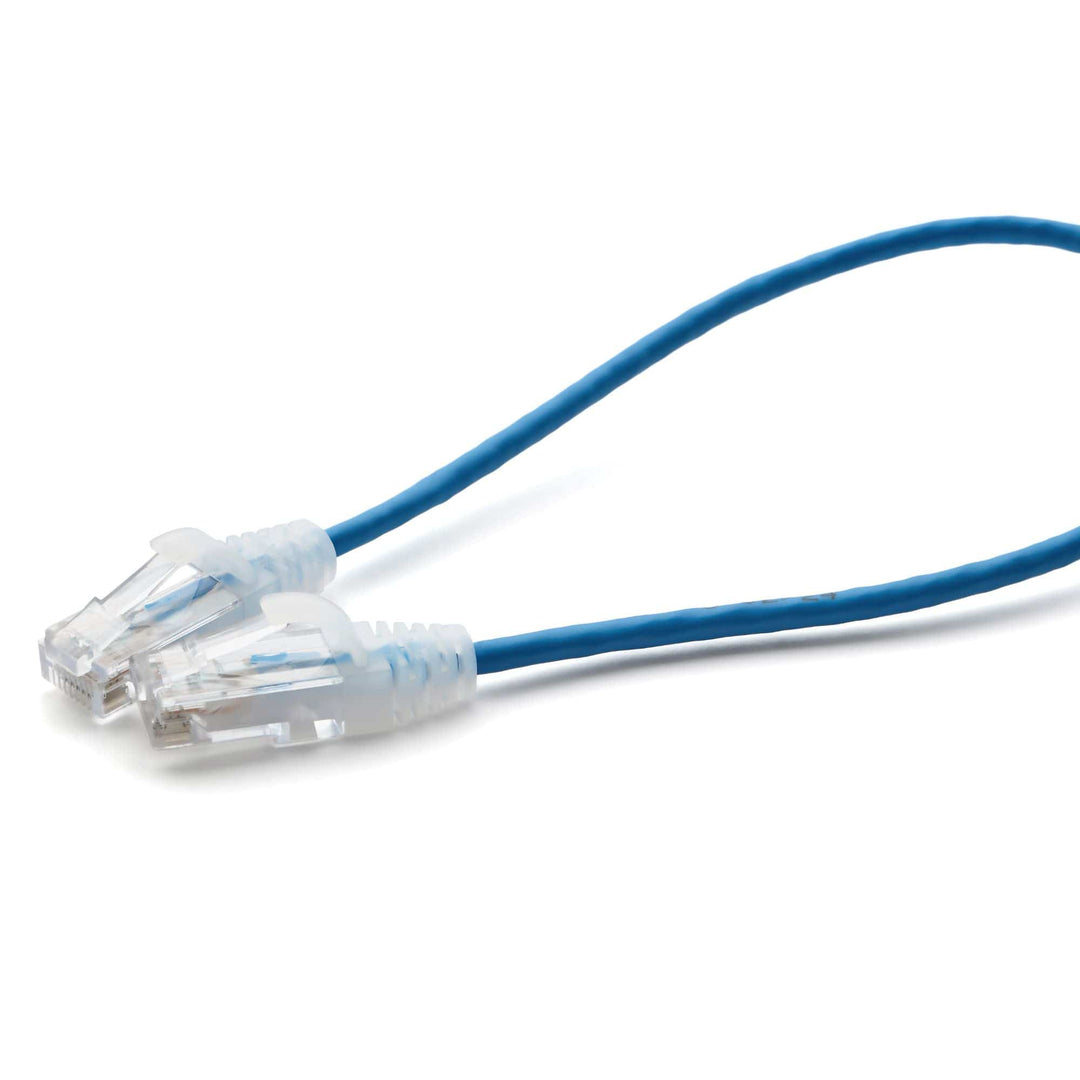 Cat6 28AWG Ethernet Patch Cable - Unshielded - Blue - 1ft - up close