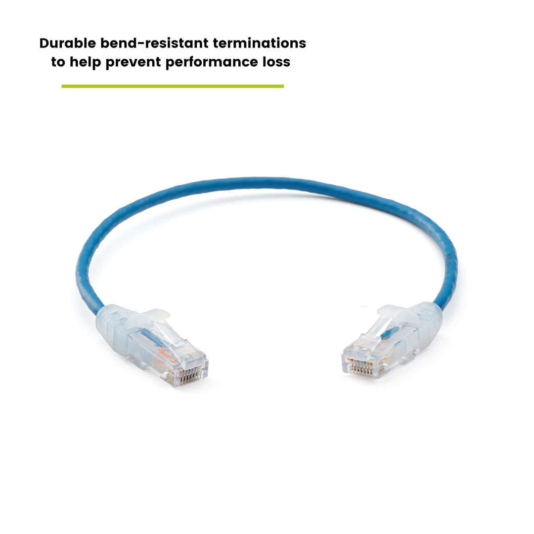 Cat6 28AWG Ethernet Patch Cable - Unshielded - Blue - 1ft - bend-resistant