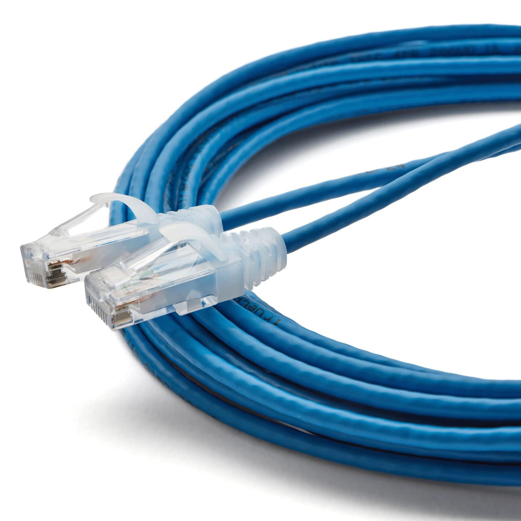 Cat6 28AWG Ethernet Patch Cable - Unshielded - Blue - 25ft - up close shot