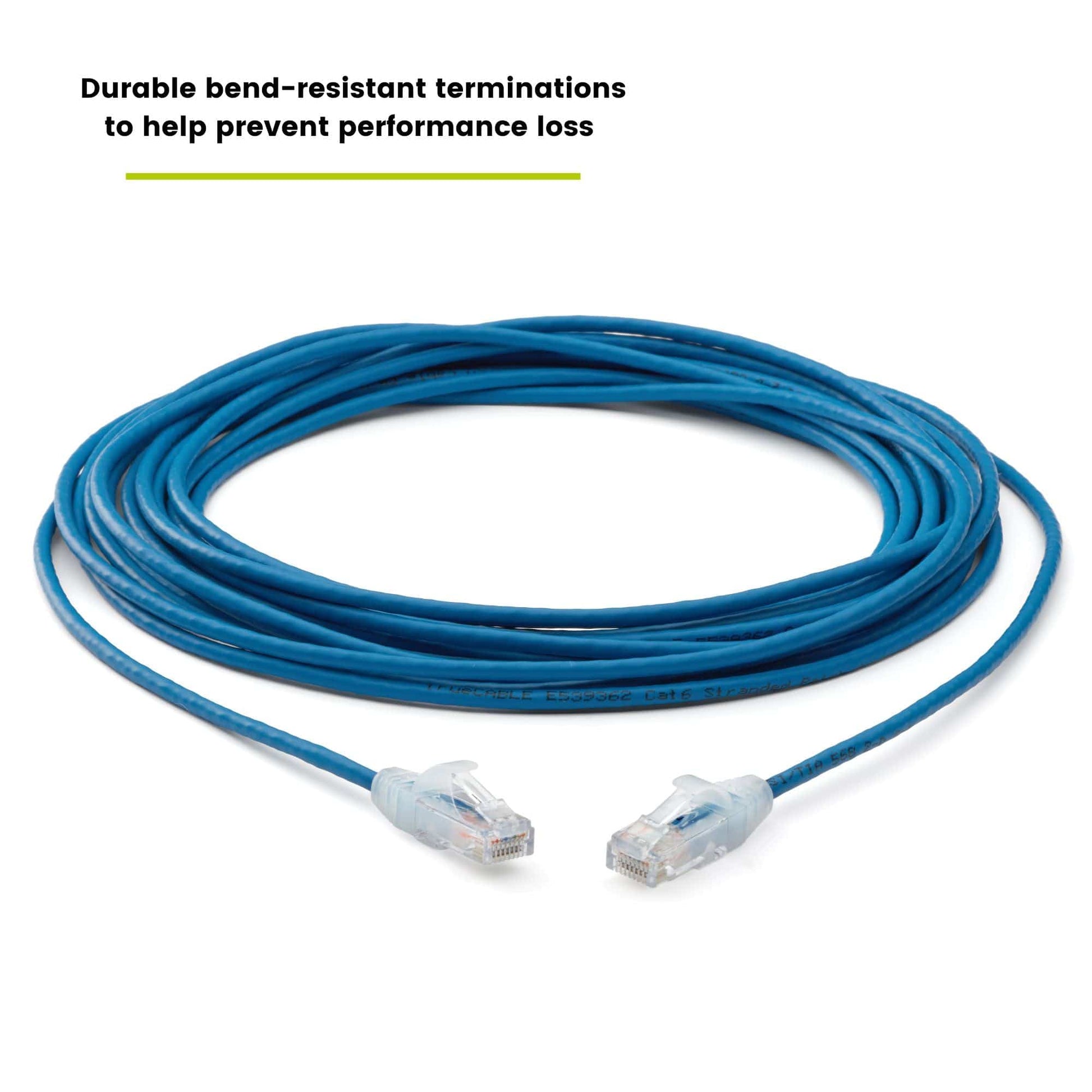 Cat6 28AWG Ethernet Patch Cable - Unshielded - Blue - 25ft - bend-resistant
