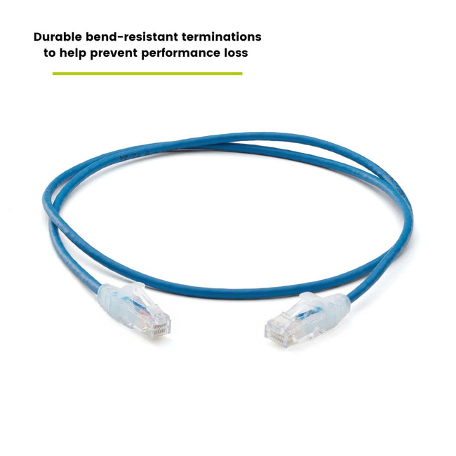 Cat6 28AWG Ethernet Patch Cable - Unshielded - Blue - 3ft - bend-resistant