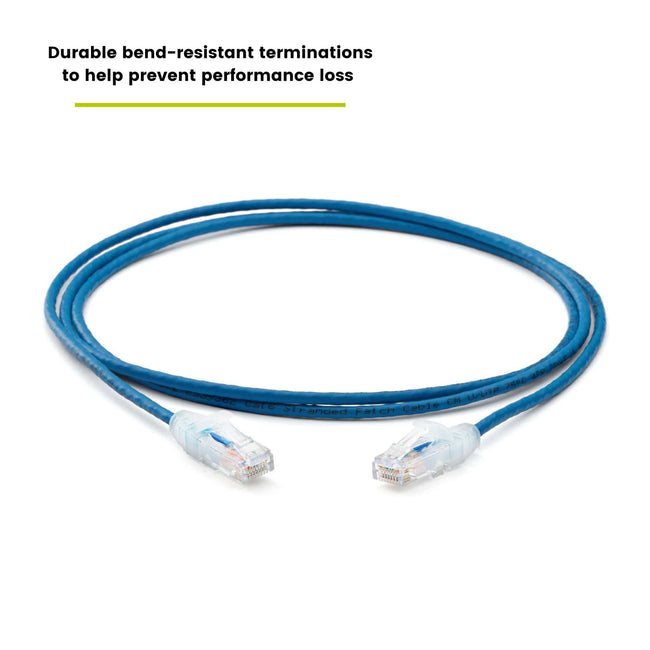 Cat6 28AWG Ethernet Patch Cable - Unshielded - Blue - 7ft - bend-resistant