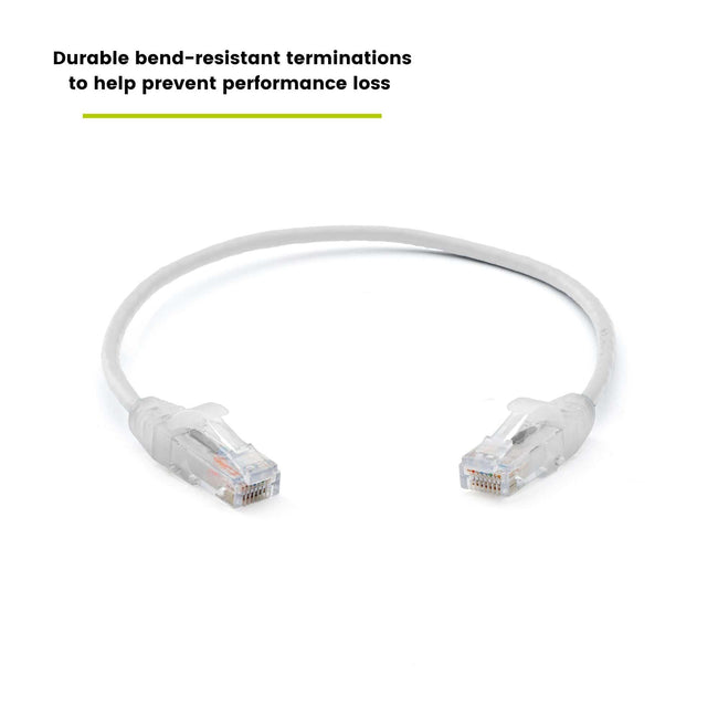 Cat6 28AWG Ethernet Patch Cable - Unshielded - White - 1ft - bend resistant