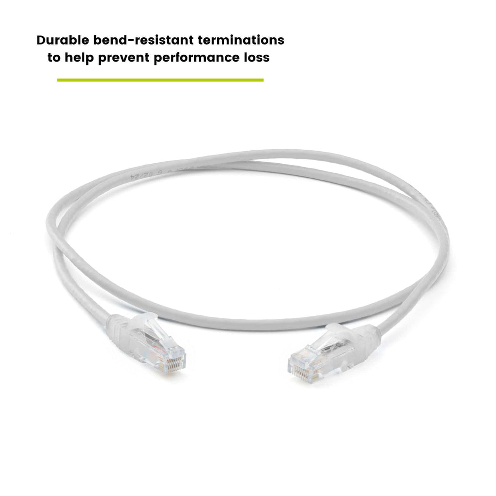 Cat6 28AWG Ethernet Patch Cable - Unshielded - White - 3ft - bend resistant