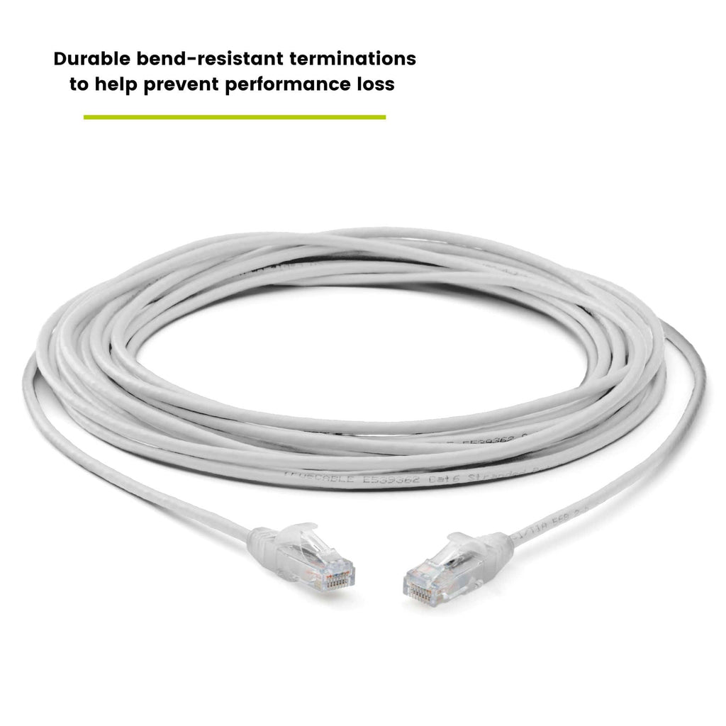 Cat6 28AWG Ethernet Patch Cable - Unshielded - White - 25ft - bend resistant