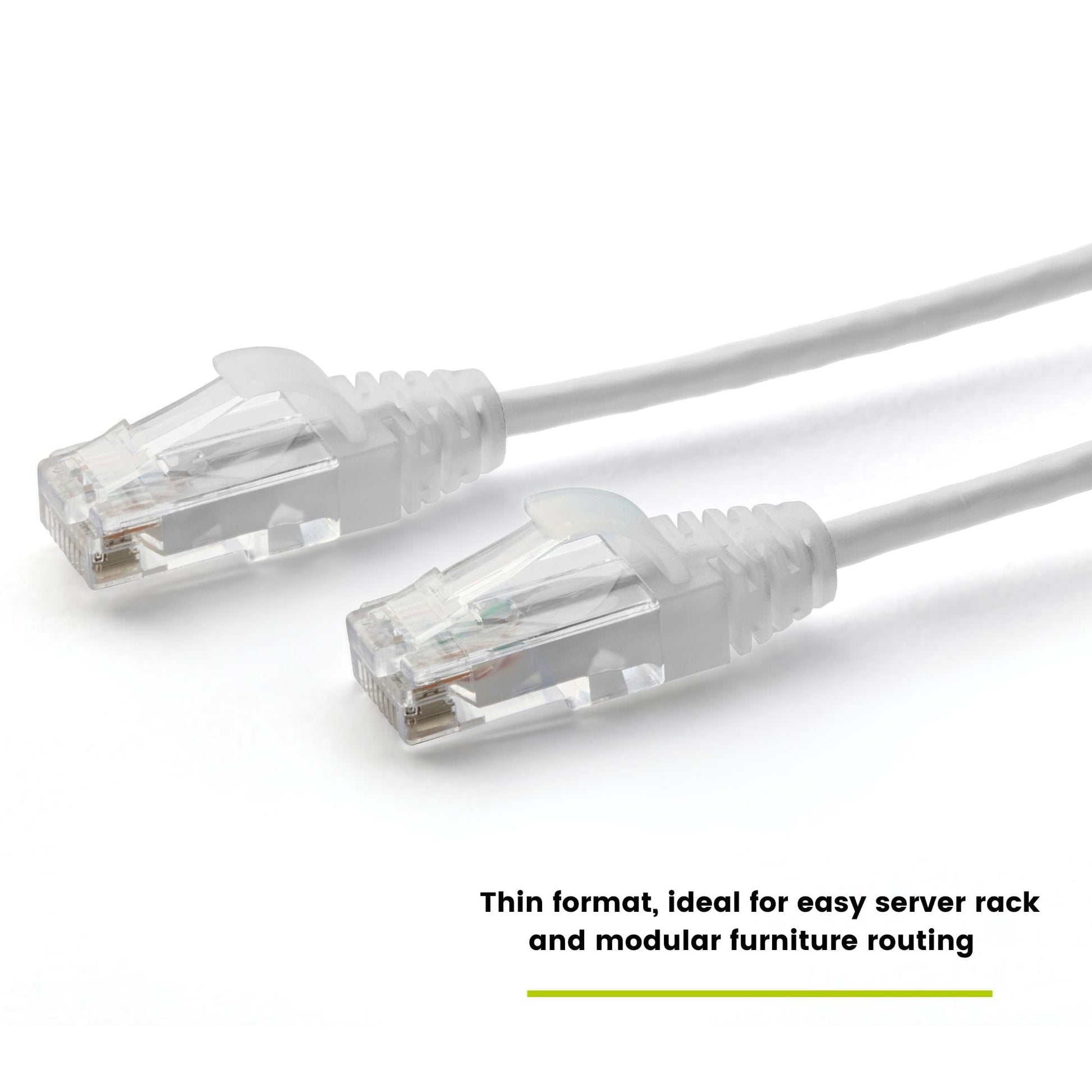 Cat6 28AWG Ethernet Patch Cable - Unshielded - White - ideal for easy server rack and modular furniture routing