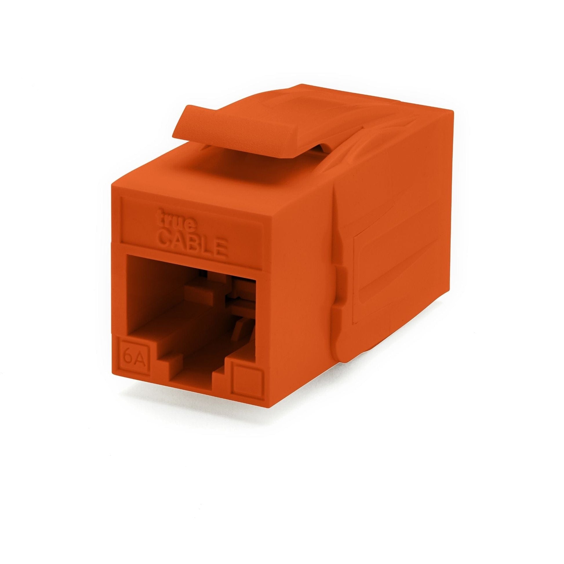 Cat6A Keystone Jack Couplers | Unshielded | 2 Piece | Orange | front