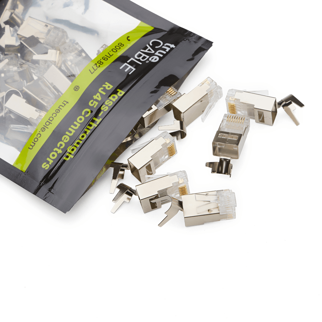 Cat6-6A Pass Through RJ45 Connectors | Shielded | 20pc | Opened Packaging