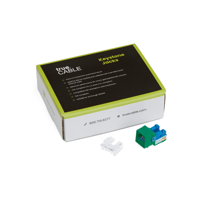 Cat6 Punch Down Keystone Jack | Unshielded | 12pc | Packaging | Green