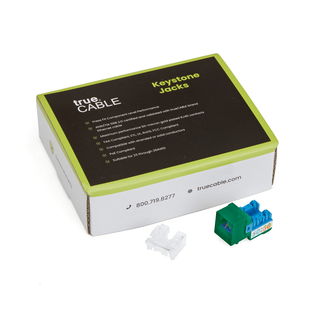 Cat5e Punch Down Keystone Jack | Unshielded | 12pc | Packaging | Green