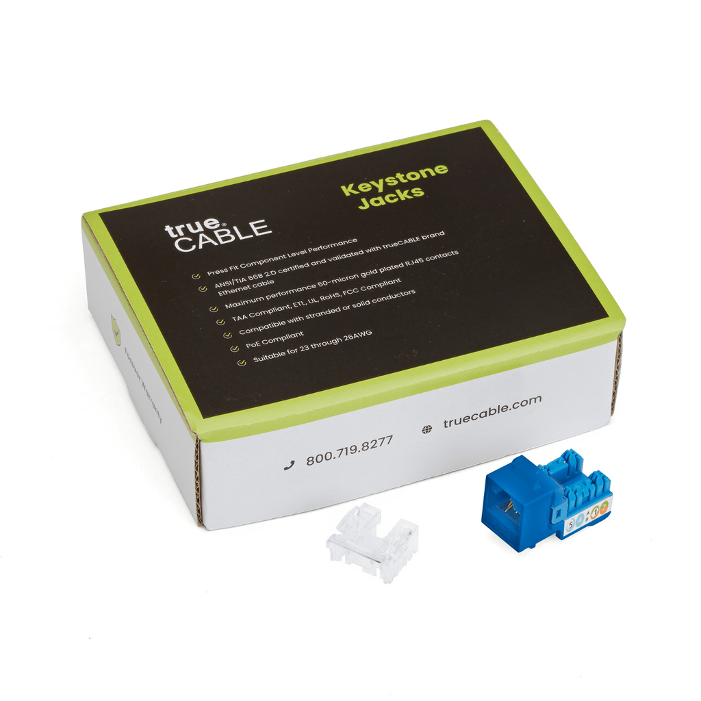 Cat6 Punch Down Keystone Jack | Unshielded | 12pc | Packaging | Blue