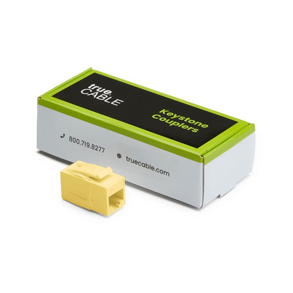Cat6A Keystone Jack Couplers | Unshielded | 6 Piece | Yellow | closed box