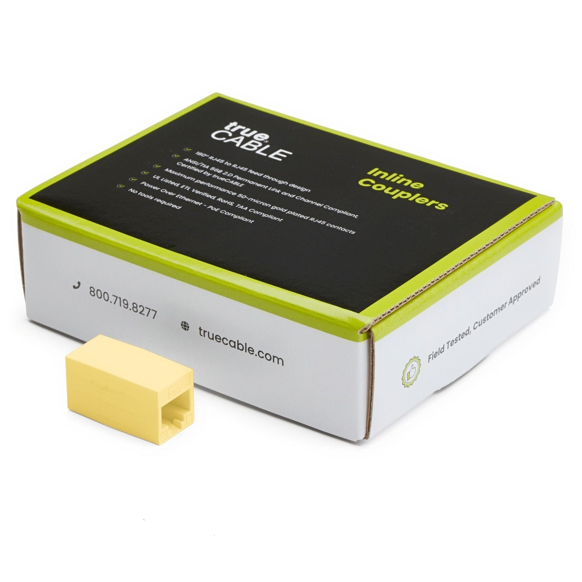 Cat6A Inline Coupler | Unshielded | Yellow | 12pc | closed box
