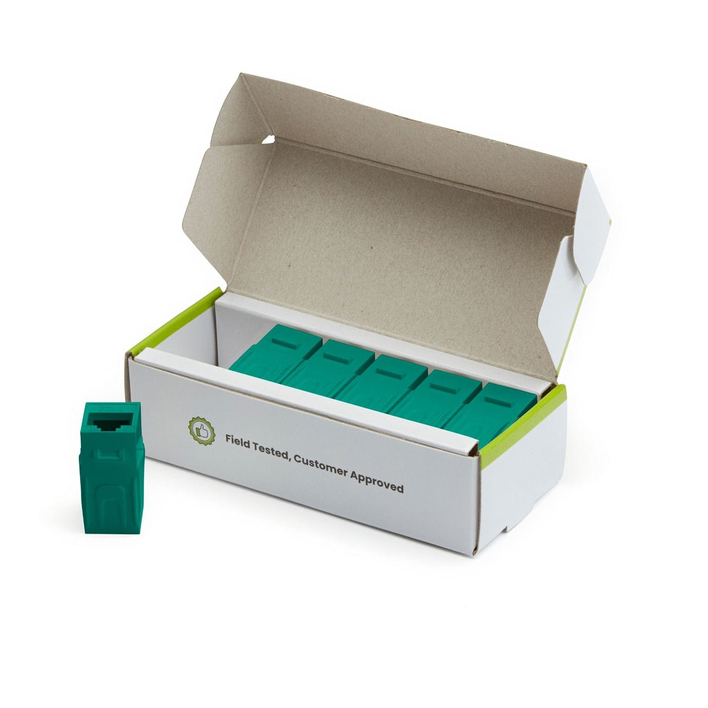 Cat6A Keystone Jack Couplers | Unshielded | 6 Piece | Green | open box