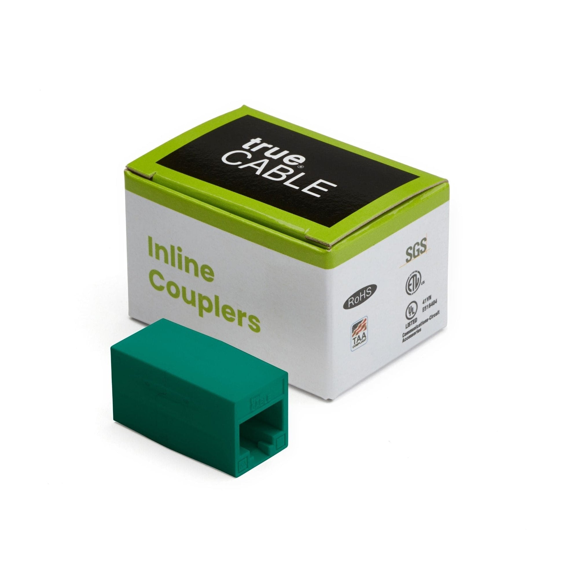 Cat6A Inline Coupler | Unshielded | Green | 2pc | closed box