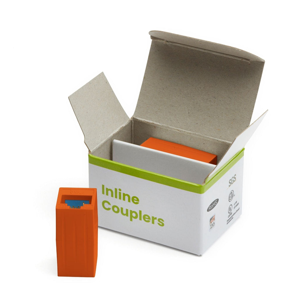 Cat6A Inline Coupler | Unshielded | Orange | 2pc | open box