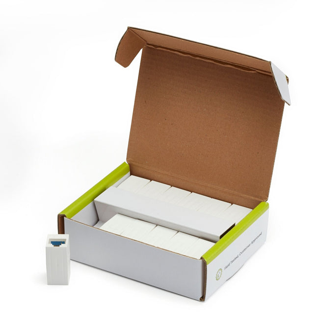 Cat6A Inline Coupler | Unshielded | White | 12pc | open box