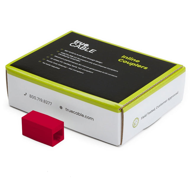 Cat6 Inline Coupler | Unshielded | Red | 12pc | closed box
