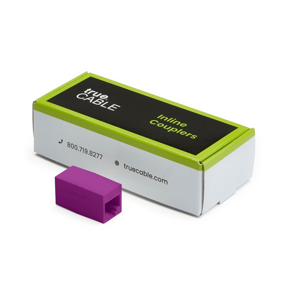 Cat6A Inline Coupler | Unshielded | Purple | 6pc | closed box