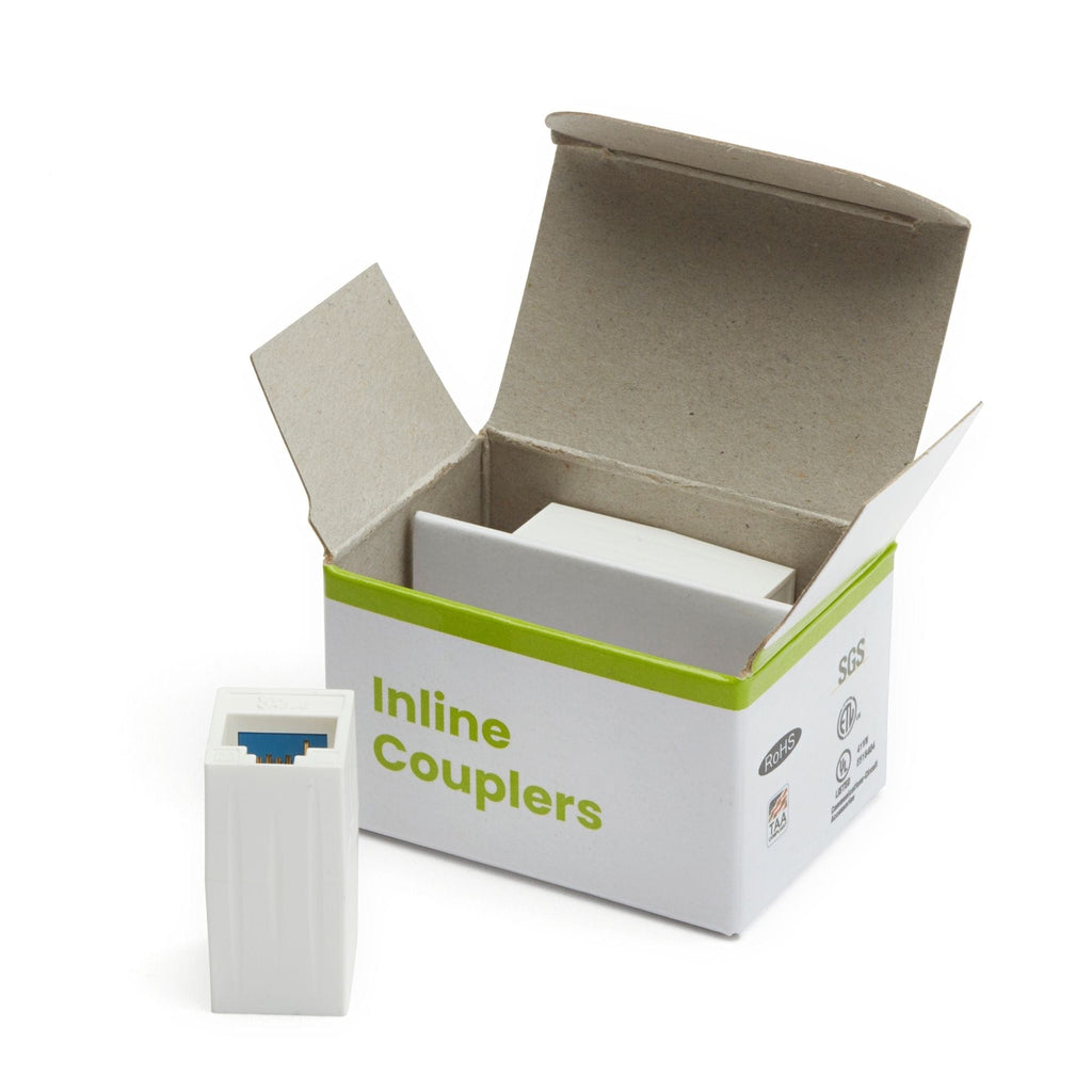 Cat6A Inline Coupler | Unshielded | White | 2pc | open box